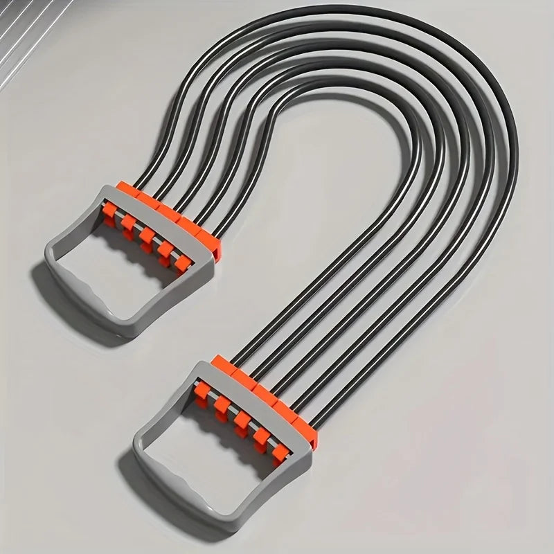 5-Tube Chest Expander with Adjustable Resistance Bands – Home Gym Strength Trainer for Muscle Building, Arms & Chest Workouts