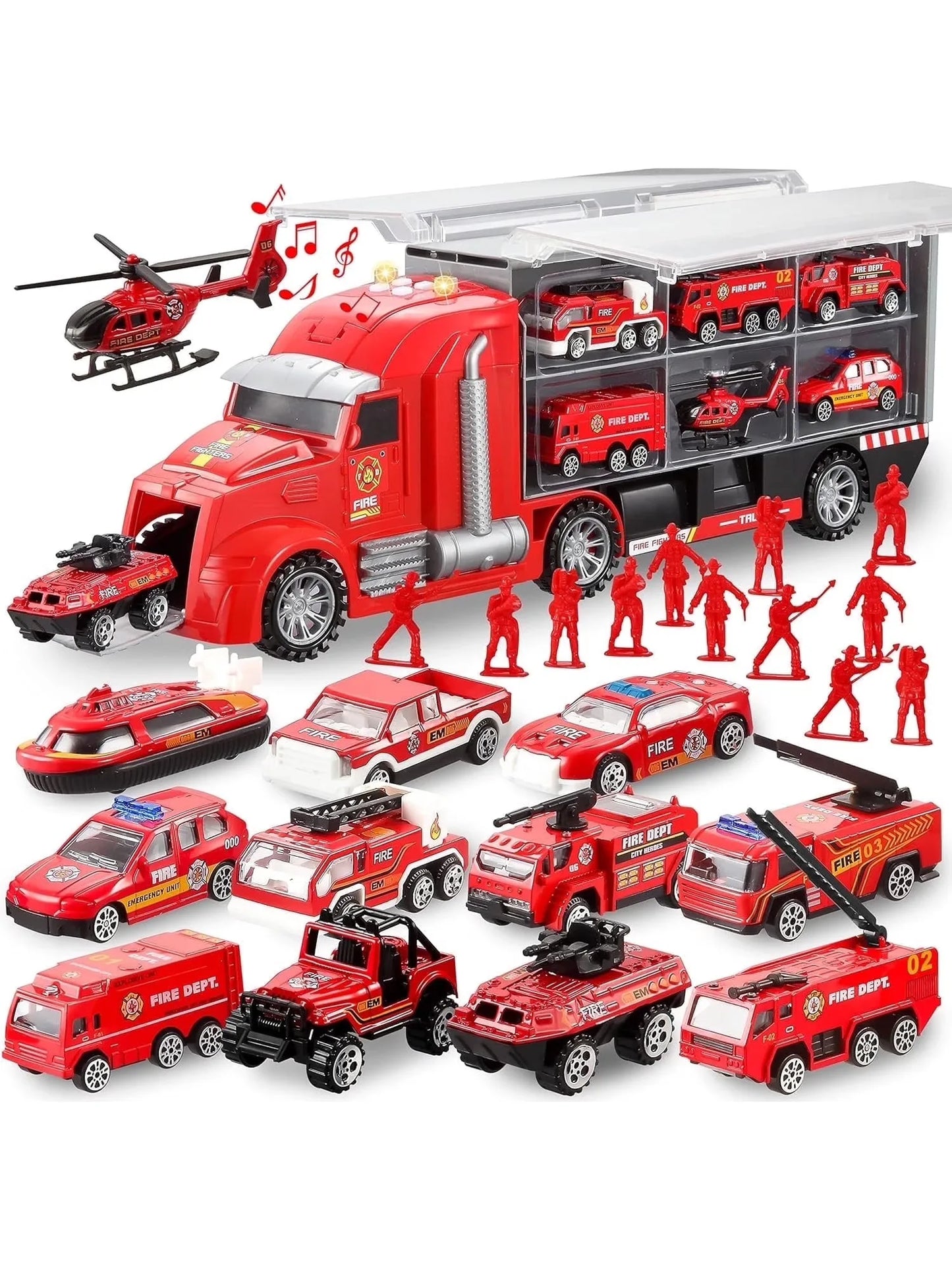 Joyfy 25 in 1 Die-cast Construction Big Truck Toys Car Transporter Storage Truck for Kids Boys Girls Birthday