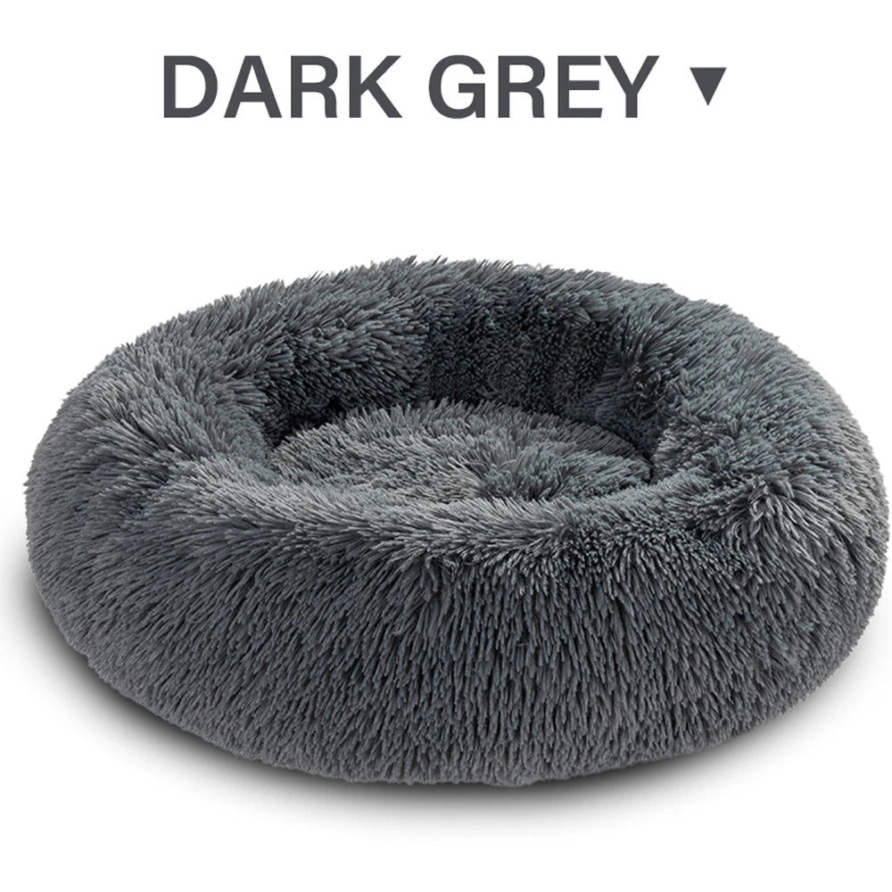 40-120cm Round Long Plush Dog Kennel Winter Warm Pet Sleeping Bed Dog House Dogs Cat Kennel Cushion Soft Sofa Pets Accessories