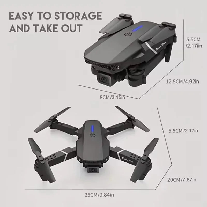 2026 E88Pro RC Drone 4K Professinal With 2 Battery 1080P Wide Angle HD Camera Foldable Helicopter WIFI FPV Height Hold Gift Toy
