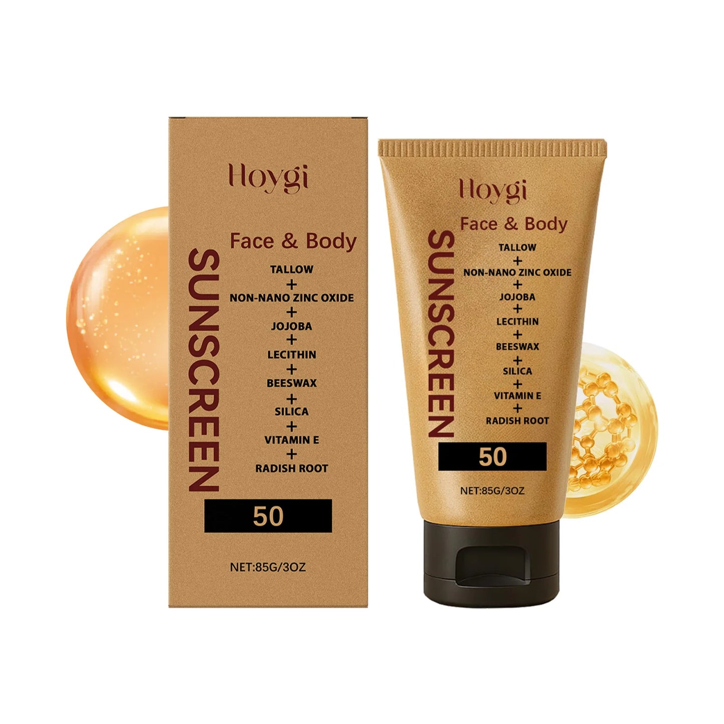 Hoygi Light Sunscreen Cream Refreshing Prevent Sunburn Moisturizing Non-sticky Reduce Dryness Soothing Discomfort Body Sunscreen