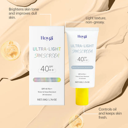 Hoygi Spf 40 Sunscreen Cream Light Texture Moisturizing No Tight Relief Dryness Prevent Sunburn Hydrating Sunblock Lotion