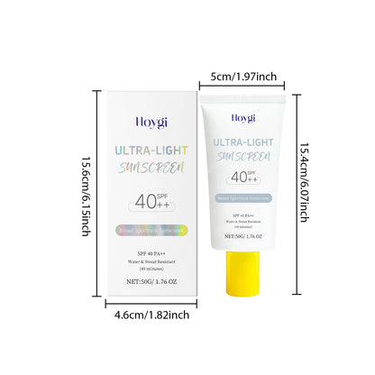 Hoygi Spf 40 Sunscreen Cream Light Texture Moisturizing No Tight Relief Dryness Prevent Sunburn Hydrating Sunblock Lotion