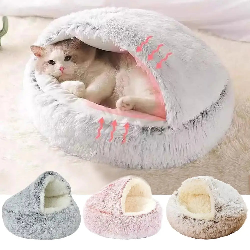 Winter Plush Pet Cat Bed Round Cat Cushion Cat House Warm Cats Basket Pet Sleep Bag Kitten Nest Kennel for Small Dog Cats
