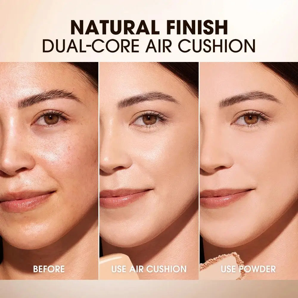 24H Long Lasting Air Cushion Cream Powder Oil Control Matte Soft Focus Concealer Pressed Makeup Foundation For Face