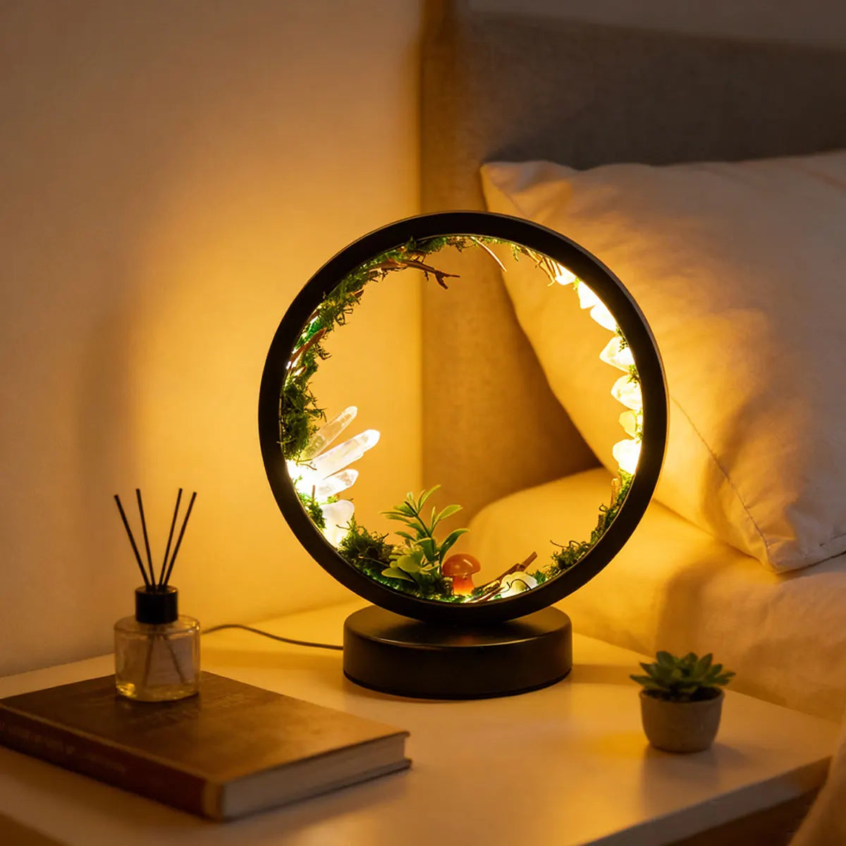 1pc Natural Clear Quartz Forest Healing Crystal Night Light | Bedside Lamp for Bedroom & Desk, Reiki Energy Home Decor, Christma