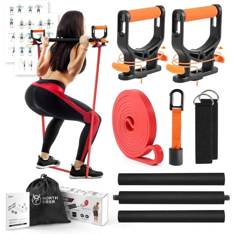 4-Level Resistance Bands Set with Handles - Adjustable Home Workout Bands for Strength Training, Yoga, Pilates & Fitness
