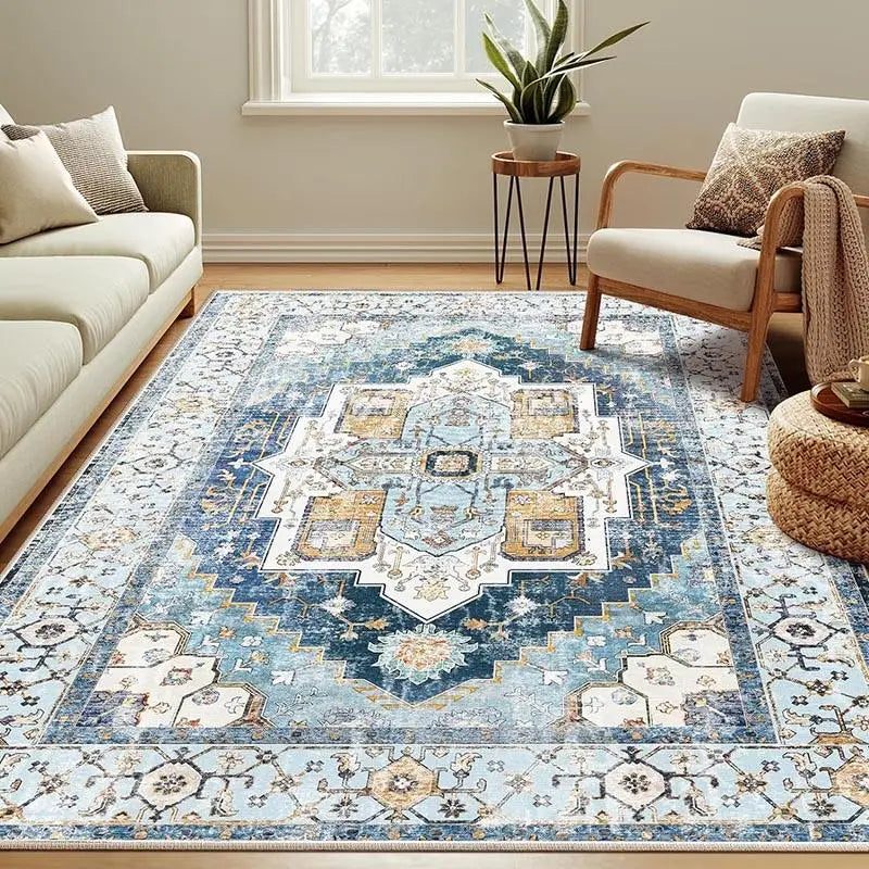 VIKAMA Retro Persian Style Flower Carpet Living Room Sofa Tea Table Carpet Bedroom Bedside Carpet Home Decoration