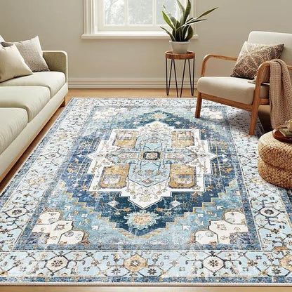 VIKAMA Retro Persian Style Flower Carpet Living Room Sofa Tea Table Carpet Bedroom Bedside Carpet Home Decoration