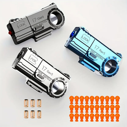 3pcs Glock Golden Finger Mini Ring Handgun Stress Relief Toy for Children Soft Bullet Launching Toy with Shell Ejection Feature
