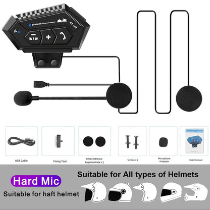 BT12B Motorcycle Helmet Headset Motorcycle Intercom 2 Rider Talk At The Same Time Waterproof Interphone Full Duplex With DSP CVC