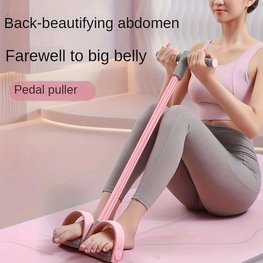 Home Fitness Foot Pedal Resistance Trainer, EVA Cushioned Anti-Slip Foot Pedals, Durable Elastic Rope for Thigh, Waist & Core Tr