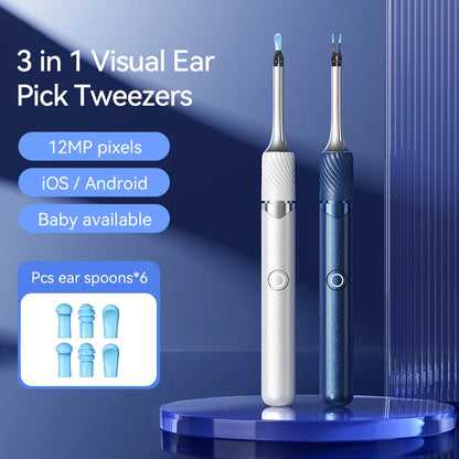 Smart Ear Cleaner with Camera, Ear Stick, USB-C Charging, Earwax Removal Tool,  6 LED Lights, Ear Scoop with Tweezers