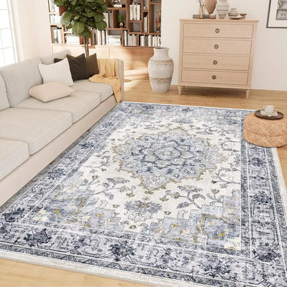 VIKAMA Retro Persian Style Flower Carpet Living Room Sofa Tea Table Carpet Bedroom Bedside Carpet Home Decoration