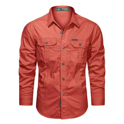 Military Cargo Shirts Men Spring Autumn Cotton Casual Slim Fit Tops Outdoor Long Sleeve Tactical Shirt Army Denim Work Shirts