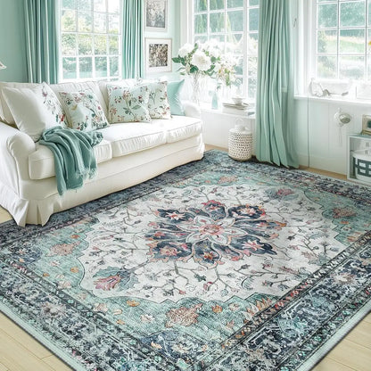 VIKAMA Retro Persian Style Flower Carpet Living Room Sofa Tea Table Carpet Bedroom Bedside Carpet Home Decoration