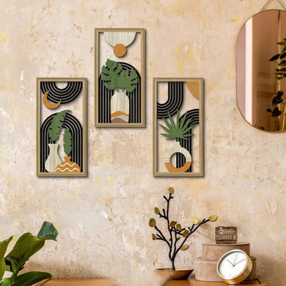 3pcs Hollow wall art Bohemian style hollow wood art wall decoration abstract geometry wall art bedroom living room dining room