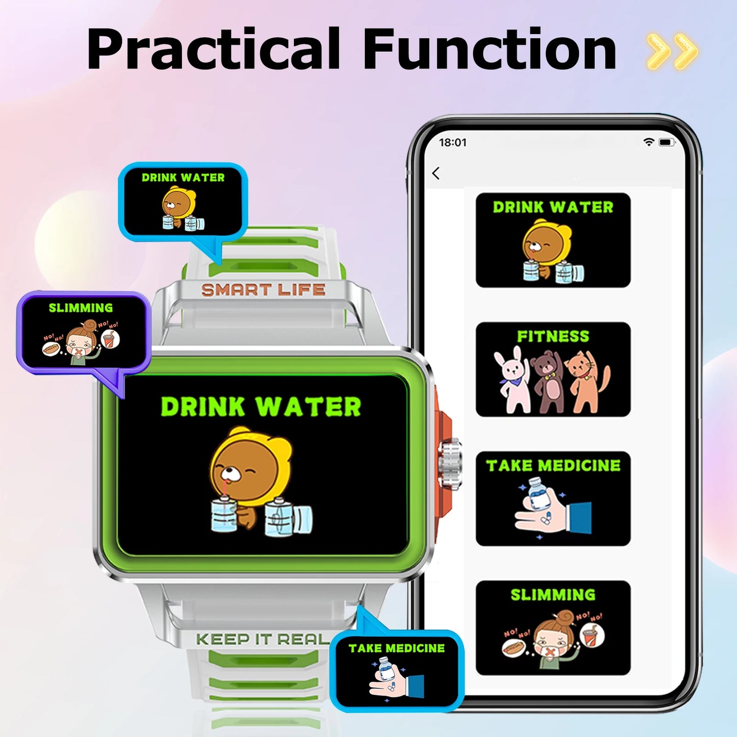 Smartwatch, mini-game mode, multi-sport mode, for boys and girls, gift, custom wallpaper, fitness monitoring, iPhone/Andriod