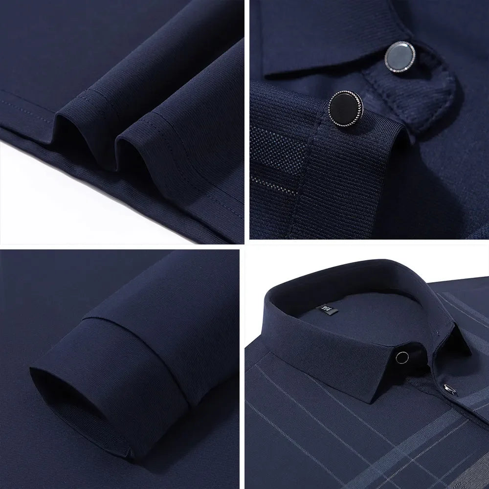 BROWON Polo T Shirt for Man 2026 Formal Business Slim Long Sleeve Tshirt Men Casual Loose Stripe Shirt for Man Designer Clothes