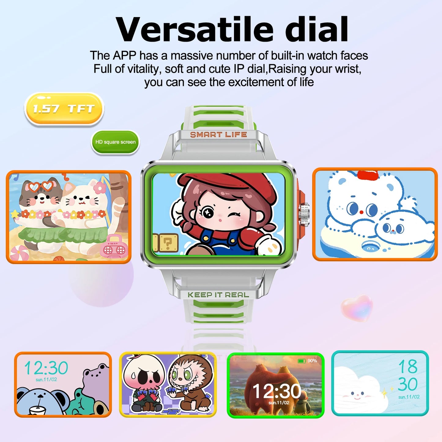 Smartwatch, mini-game mode, multi-sport mode, for boys and girls, gift, custom wallpaper, fitness monitoring, iPhone/Andriod