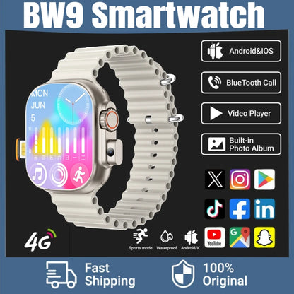 2025 BW9 Smartwatch offers SIM Card Bluetooth Calling a spacious 201-inch Screen Telescopic Camera Full Network Coverage