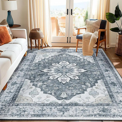 VIKAMA Retro Persian Style Flower Carpet Living Room Sofa Tea Table Carpet Bedroom Bedside Carpet Home Decoration