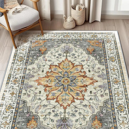 VIKAMA Retro Persian Style Flower Carpet Living Room Sofa Tea Table Carpet Bedroom Bedside Carpet Home Decoration