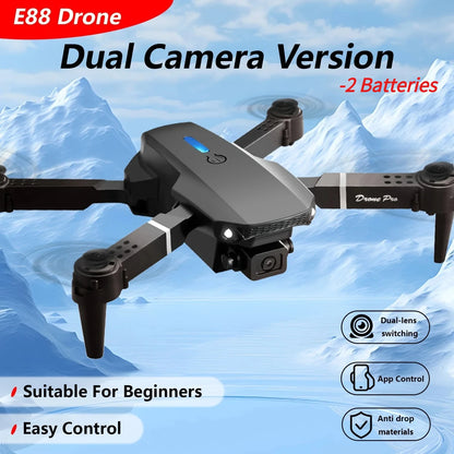 2026 E88Pro RC Drone 4K Professinal With 2 Battery 1080P Wide Angle HD Camera Foldable Helicopter WIFI FPV Height Hold Gift Toy