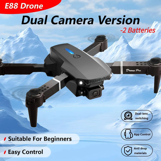 2026 E88Pro RC Drone 4K Professinal With 2 Battery 1080P Wide Angle HD Camera Foldable Helicopter WIFI FPV Height Hold Gift Toy