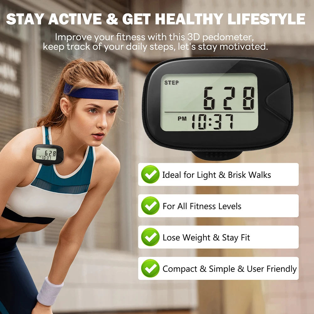 Walking Pedometer Accurate Step Tracker LCD Display Electronic Pedometer Multi-Function Walking Step Counter for Outdoor Sports