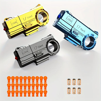 3pcs Glock Golden Finger Mini Ring Handgun Stress Relief Toy for Children Soft Bullet Launching Toy with Shell Ejection Feature