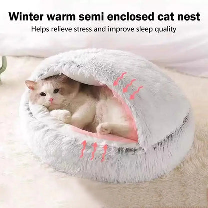 Winter Plush Pet Cat Bed Round Cat Cushion Cat House Warm Cats Basket Pet Sleep Bag Kitten Nest Kennel for Small Dog Cats