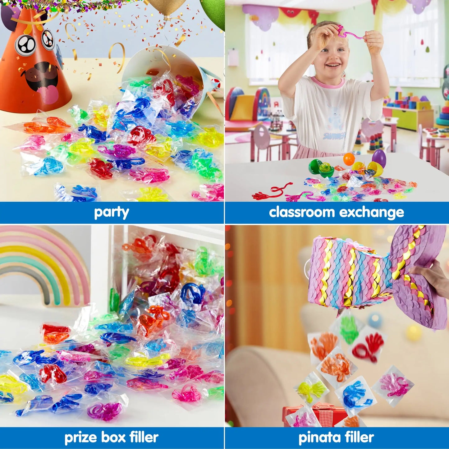 Joyfy 48/120 Pcs Sticky Hands Party Favors for Kids Assorted Stretchy Slappy Hands Fun Fidget Toys Birthday Chirstmas Gift