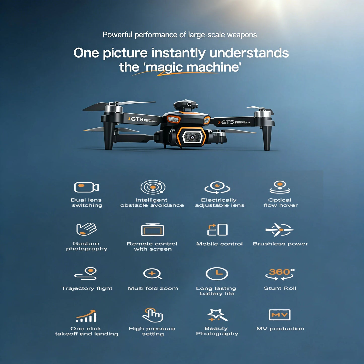 GT5 8K HD Optical Flow Dual Lens Drone With Wide-Angle Camera Foldable Quadcopter WiFi Kids Remote Control Toys Children Gifts