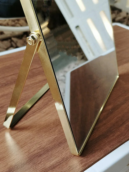 High-end Metal Makeup Mirrow Oval Rorate Standing Mirror Bathroom Desk Luxury Hairdressing Mirror Mural Home Decor for Girls