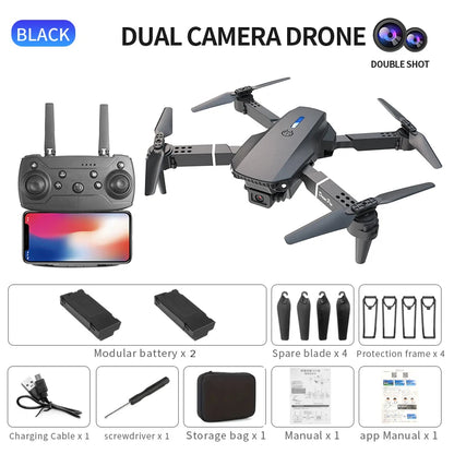 E88 PRO Foldable Drone with 4K Dual Camera, WiFi FPV, Altitude Hold, Gesture Control, One-Key Takeoff/Landing, Long Battery Life