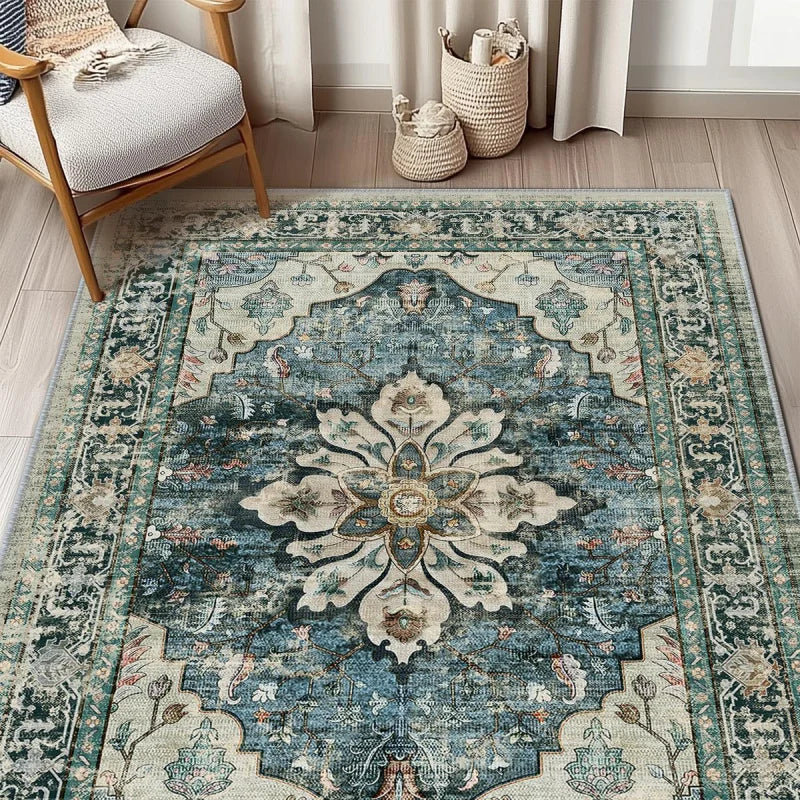 VIKAMA Retro Persian Style Flower Carpet Living Room Sofa Tea Table Carpet Bedroom Bedside Carpet Home Decoration