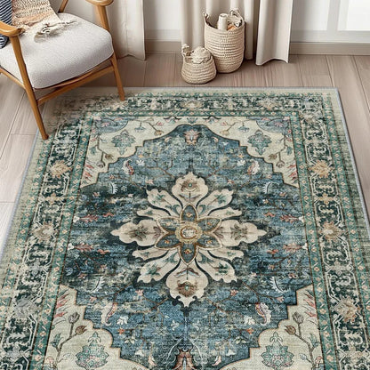 VIKAMA Retro Persian Style Flower Carpet Living Room Sofa Tea Table Carpet Bedroom Bedside Carpet Home Decoration