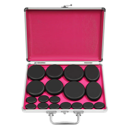 Professional Hot Stone Massage Kit with Heater, 20pcs Natural Volcanic Basalt Stones for Muscle Pain Relief, Home Spa Therapy