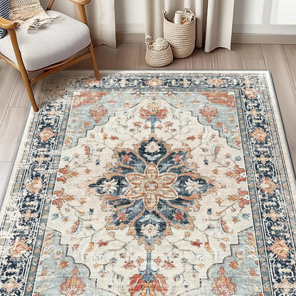 VIKAMA Retro Persian Style Flower Carpet Living Room Sofa Tea Table Carpet Bedroom Bedside Carpet Home Decoration