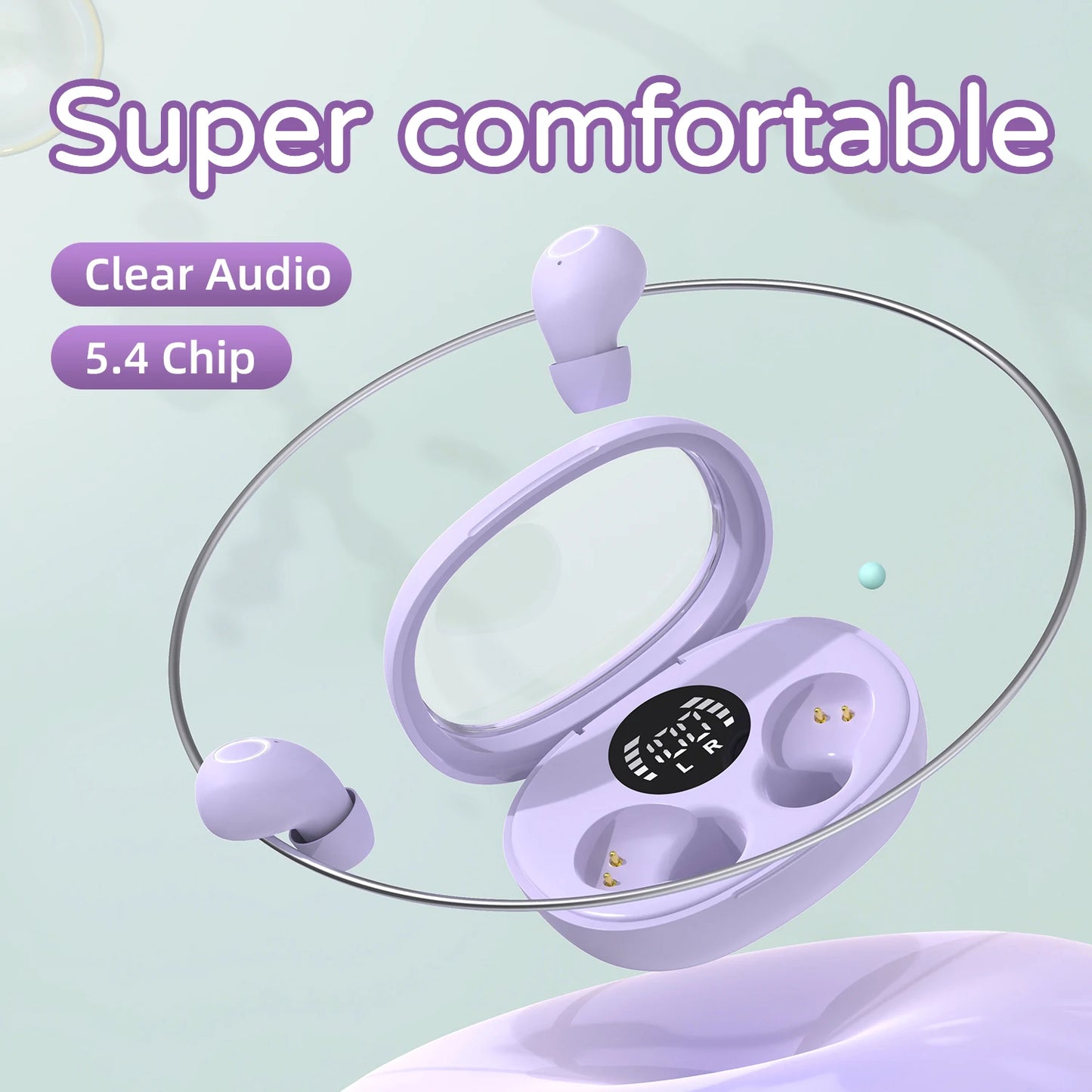 Trendy wireless headphones 5.4 bluetooth headset mini sleep sports invisible earbuds HD HIFI music bass sound quality earphones