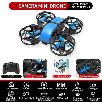 D12 Mini Drone 4k Profession HD Wide Angle Camera 1080P WiFi FPV Drone Camera Height Keep Drones Camera Helicopter Toys Gifts
