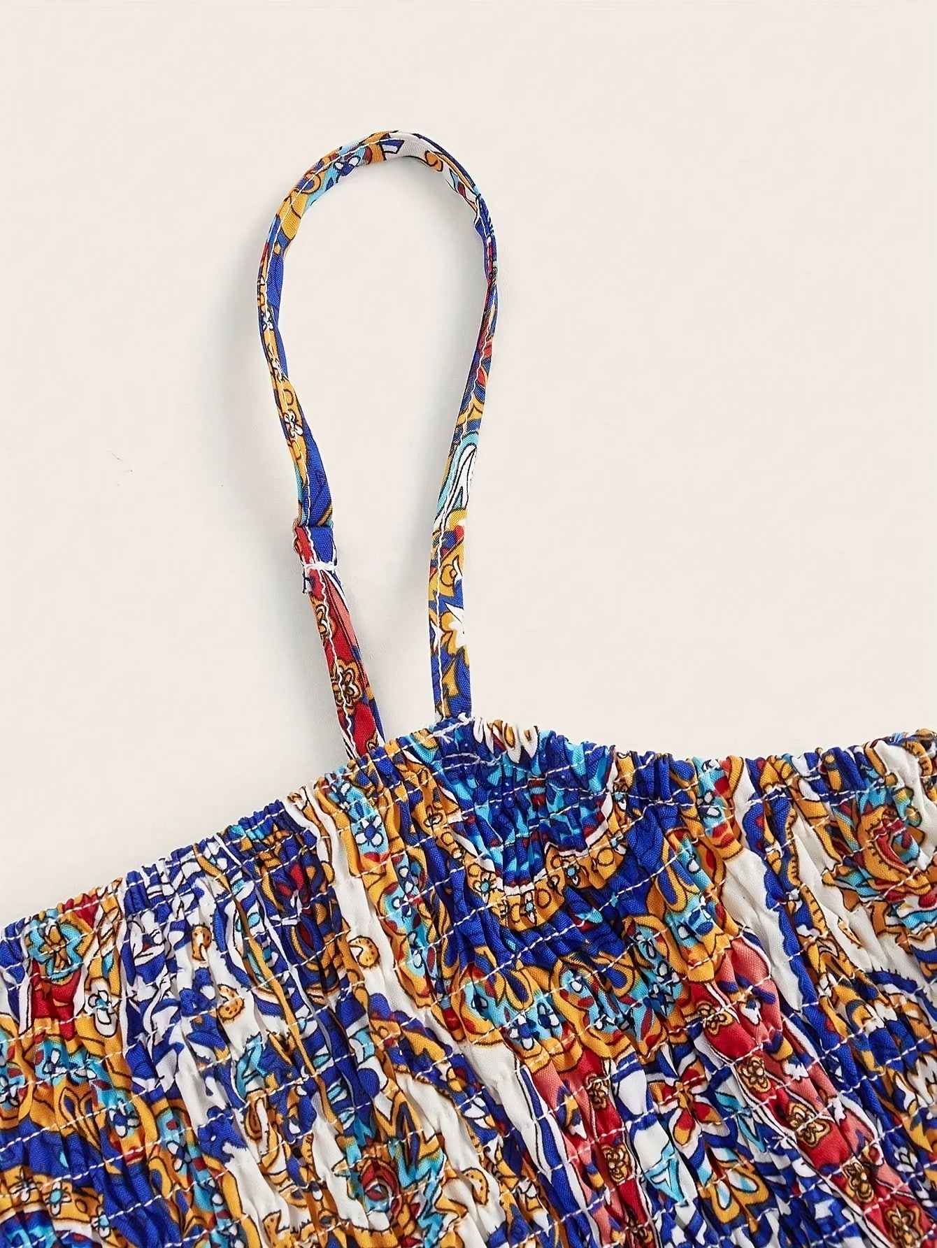 Women's Elegant Ethnic Paisley Print Swept Waist A Pendulum Resort Suspender Large Pendulum Long Dress