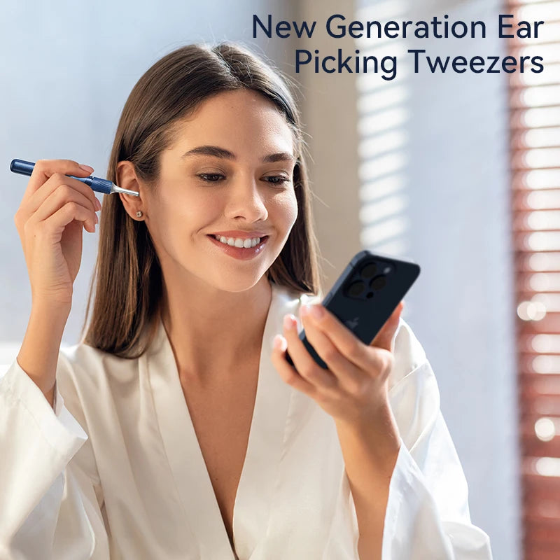 Smart Ear Cleaner with Camera, Ear Stick, USB-C Charging, Earwax Removal Tool,  6 LED Lights, Ear Scoop with Tweezers