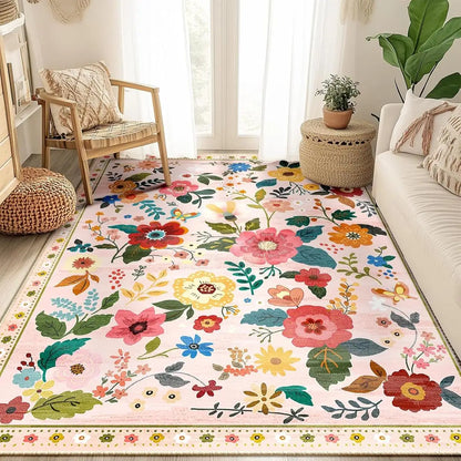 VIKAMA Retro Persian Style Flower Carpet Living Room Sofa Tea Table Carpet Bedroom Bedside Carpet Home Decoration
