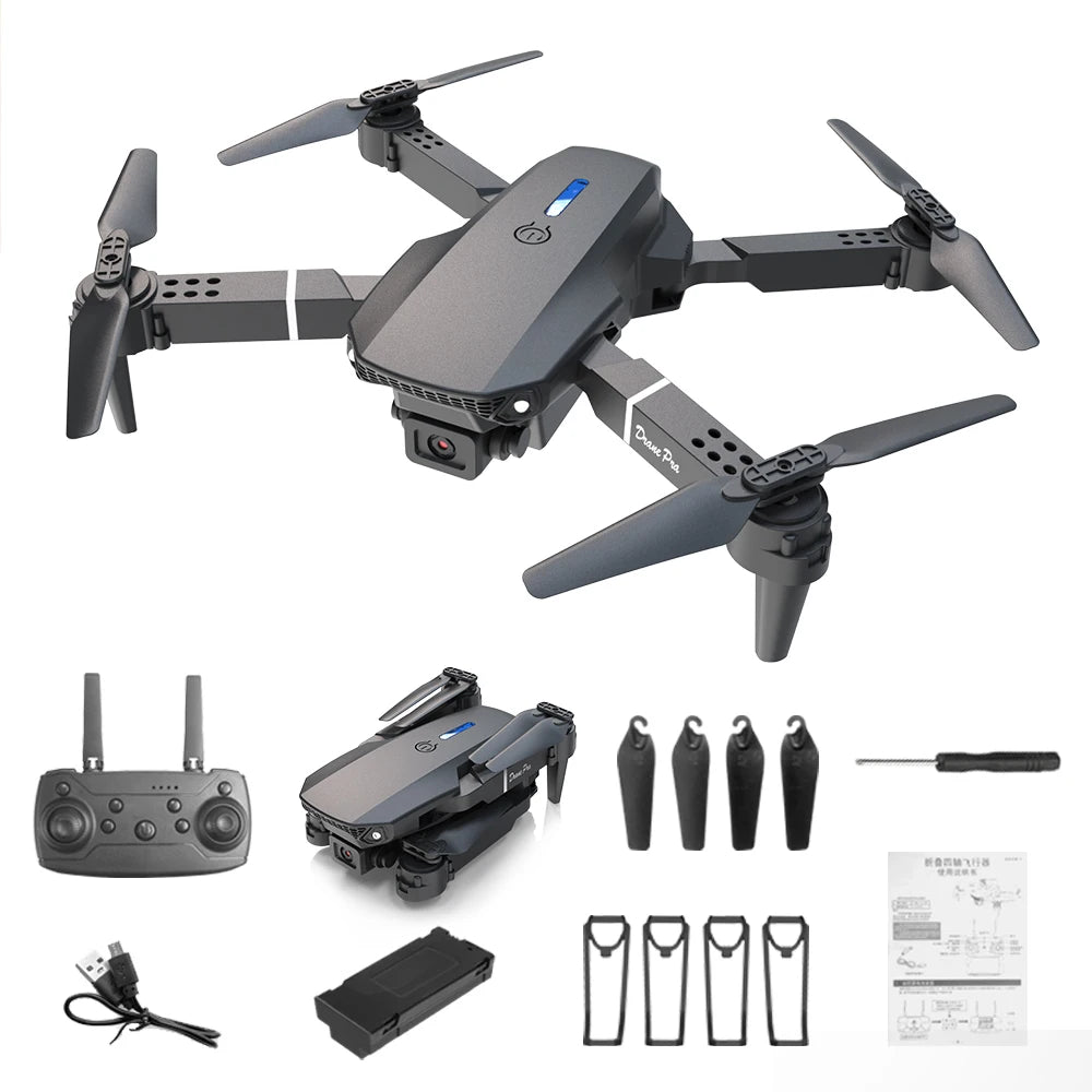 E88 PRO Foldable Drone with 4K Dual Camera, WiFi FPV, Altitude Hold, Gesture Control, One-Key Takeoff/Landing, Long Battery Life