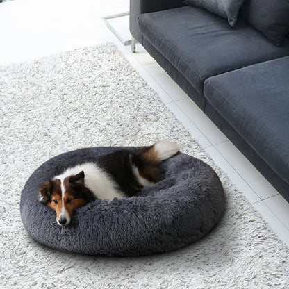 40-120cm Round Long Plush Dog Kennel Winter Warm Pet Sleeping Bed Dog House Dogs Cat Kennel Cushion Soft Sofa Pets Accessories