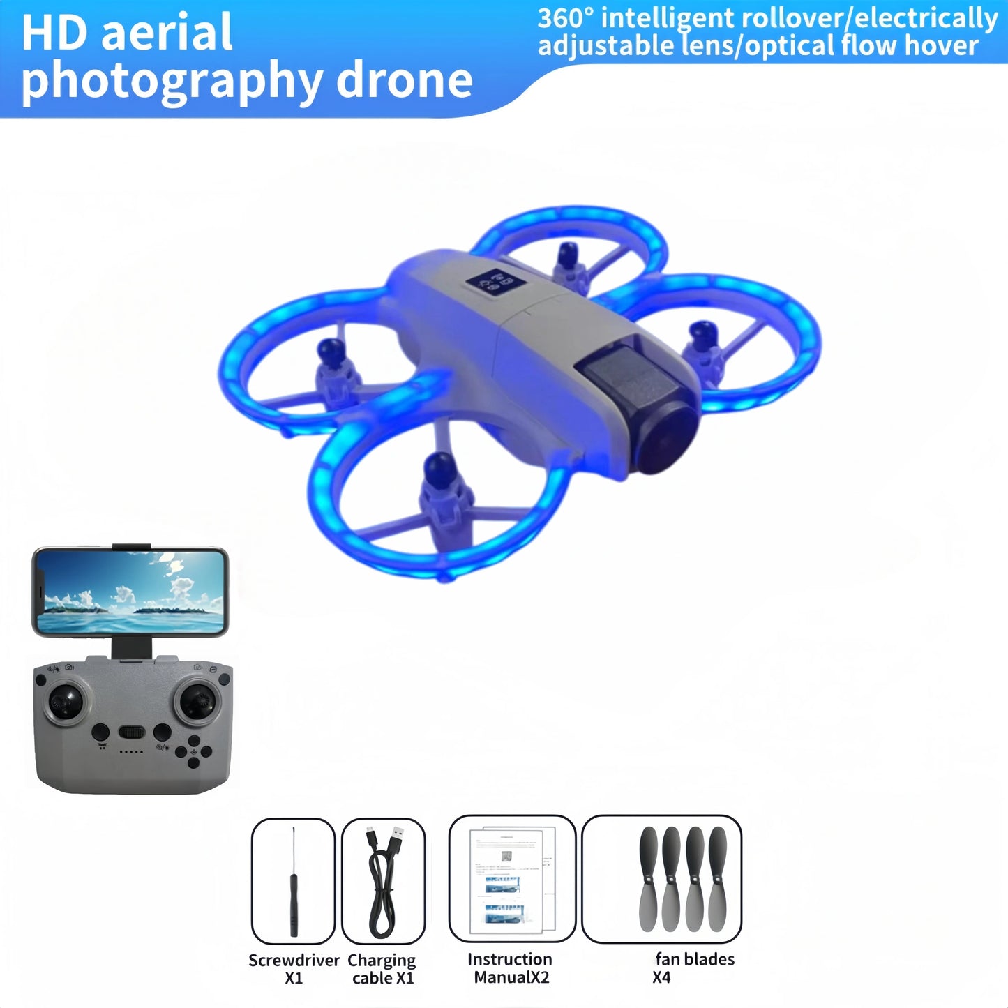 Smart RC Drone with One-Key Takeoff, 4K Ultra HD Camera, Long Battery | Indoor Outdoor Flying Toy Gift