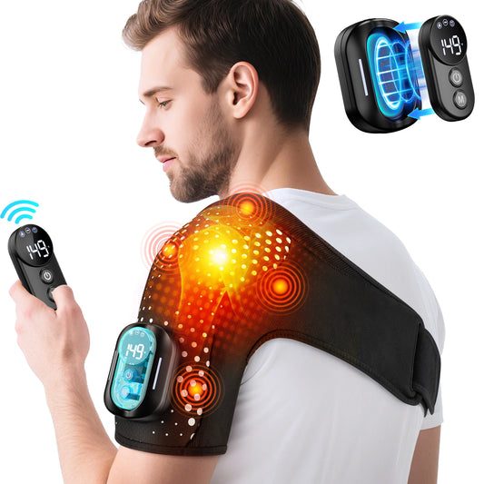 Electric Heating Vibration Shoulder Brace Wrap Pad with Remote Control Arm Support Belt Strap for Shoulder Massage