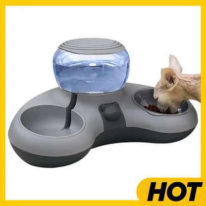 2 In 1 Automatic Cat Water Dispenser Anti Slip Drinking Stand 1.4L Water Tank Dish Bowls Auto Water Drinker Pet Supplies